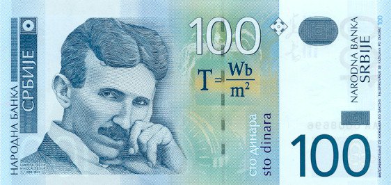 Tesla on the Serbian dinar note