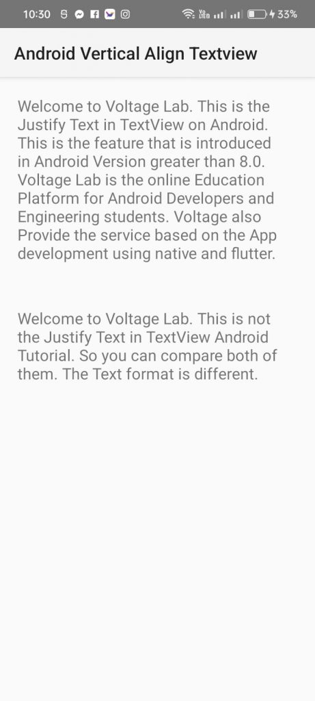 TextView Alignment Justify
