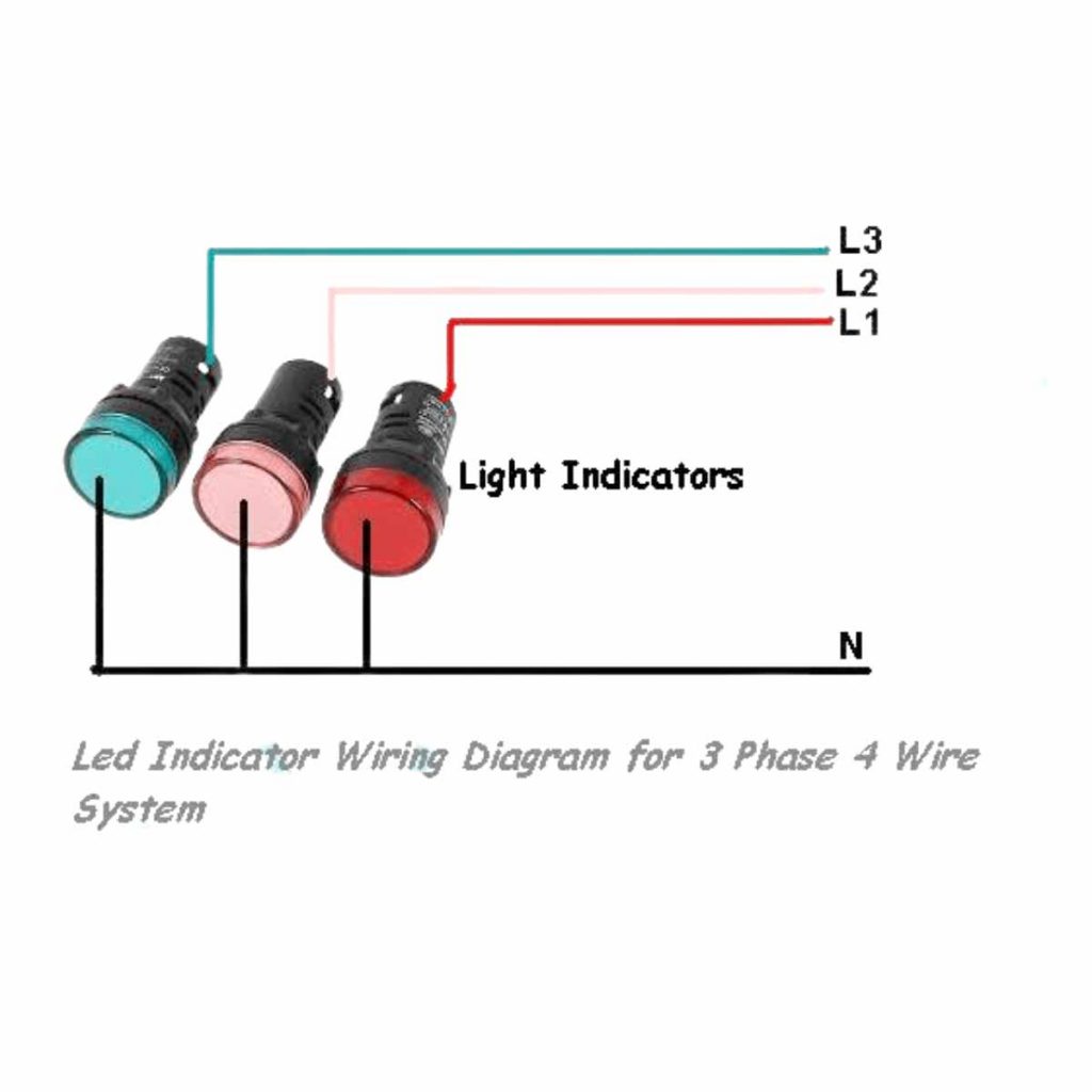 3 Phase Indicator Light Wiring for 3 Phase 4 Wire System 