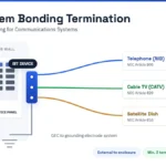 Intersystem Bonding Termination: What It Is & NEC Requirements Intersystem bonding termination (IBT) device mounted externally on a residential service panel with telephone, cable TV, and satellite bonding conductors connected per NEC 250.94