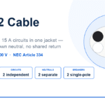 What Is 14-2-2 (Double-Neutral) Cable and When to Use It 14-2-2 double neutral NM-B cable cross-section showing black, white, red and white with red stripe conductors plus bare ground