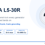 NEMA L5-30R Explained: Twist-Lock Receptacle Ratings & Wiring NEMA L5-30R twist-lock receptacle face showing three curved slots, rated 125 volts 30 amps 2-pole 3-wire grounding