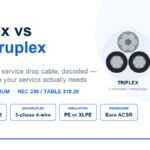 Triplex vs Quadruplex Service Cable Explained Triplex vs quadruplex service drop cable cross-sections showing insulated aluminum phase conductors around a bare ACSR neutral messenger